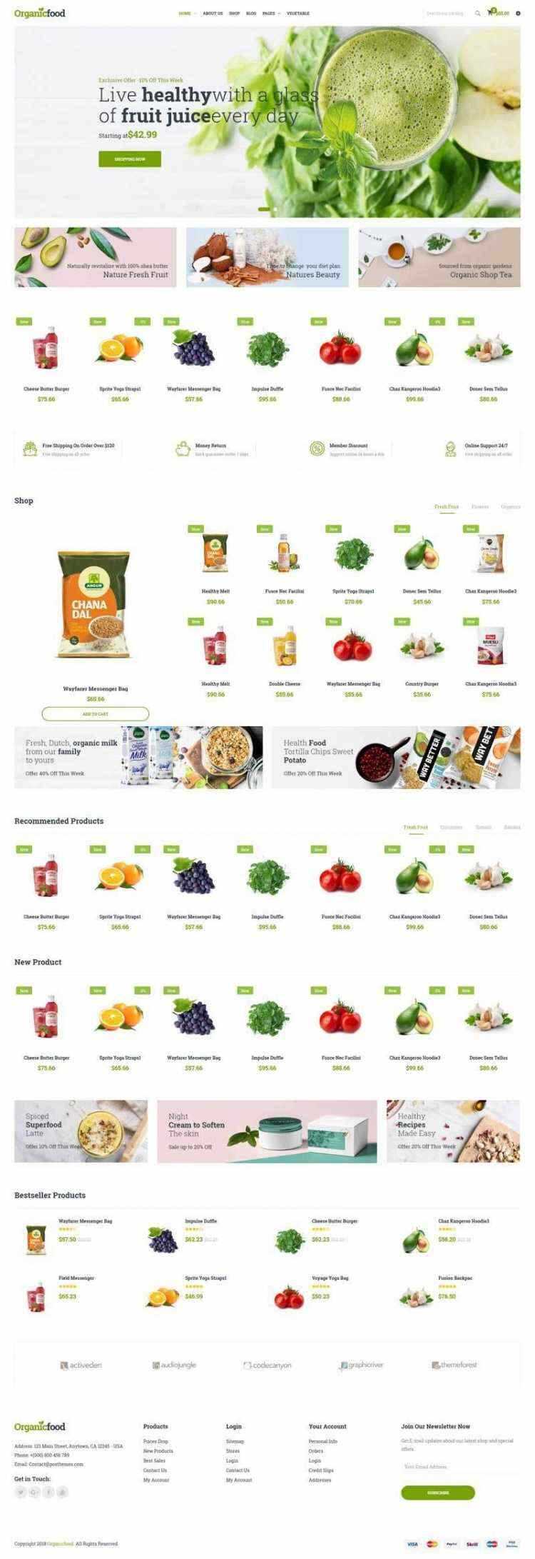 绿色Bootstrap4响应式食品蔬菜水果外卖预订商城网站 - 小萌资源网