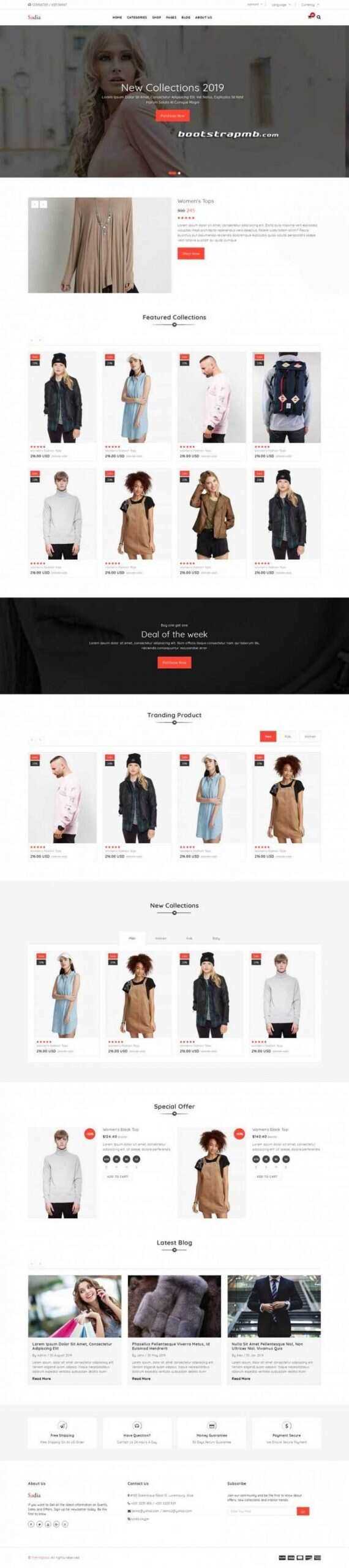 Bootstrap响应式英文服装商城 - 小萌资源网