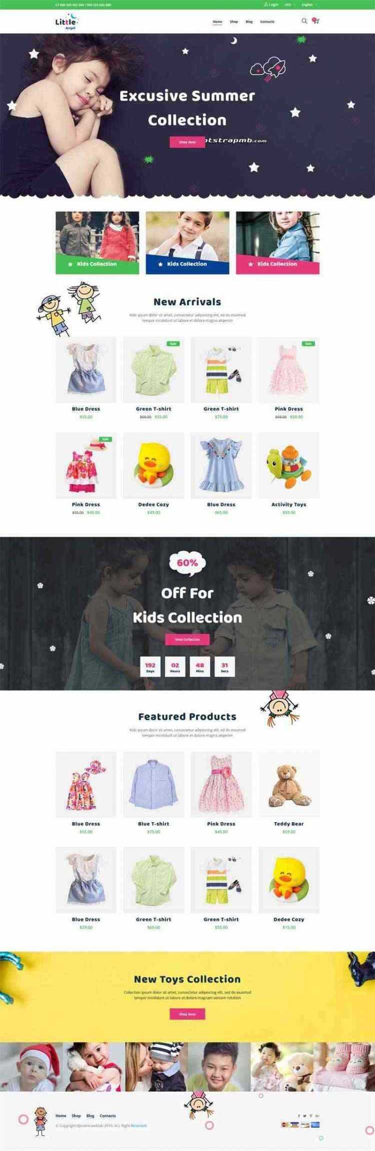Bootstrap响应式卡通儿童用品童装商城 - 小萌资源网