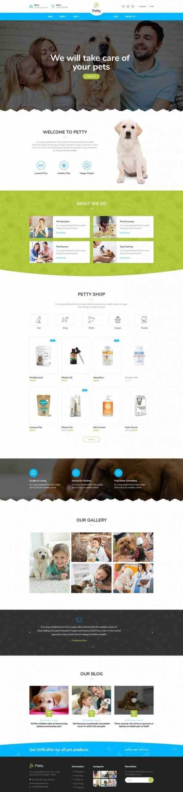 Bootstrap扁平响应式宠物商店宠物医院网站 - 小萌资源网