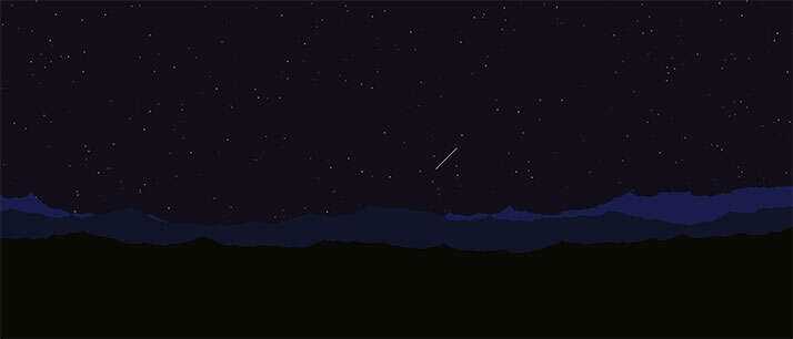 html5 canvas山顶夜空流星划过背景动画特效 - 小萌资源网