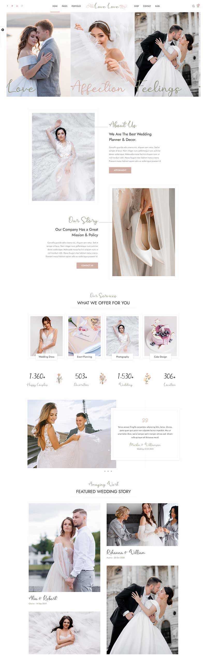 HTML5婚庆婚饰婚纱摄影服务网站html模板 - 小萌资源网