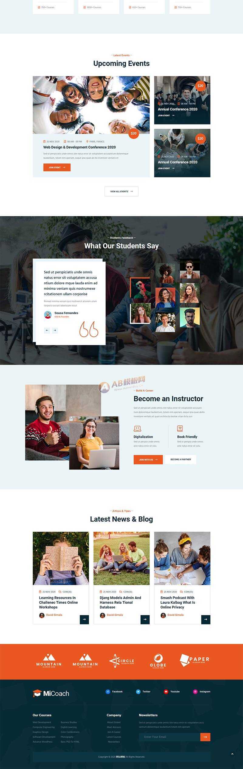 响应式在线课程教育培训行业网站HTML5模板 - 小萌资源网