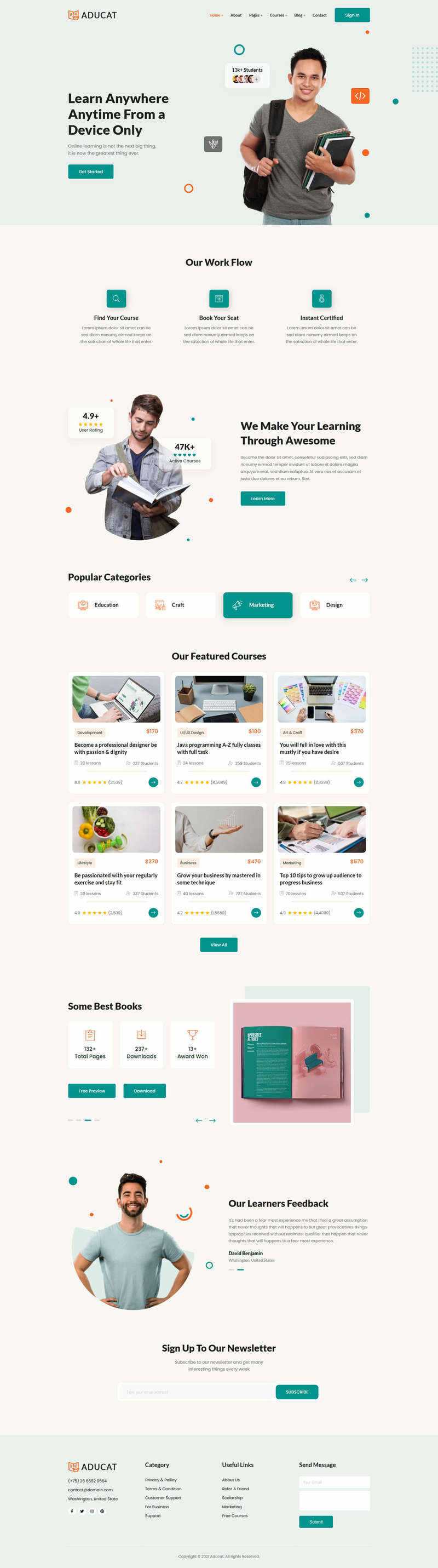 Bootstrap5响应式在线课程教育网页模板 - 小萌资源网