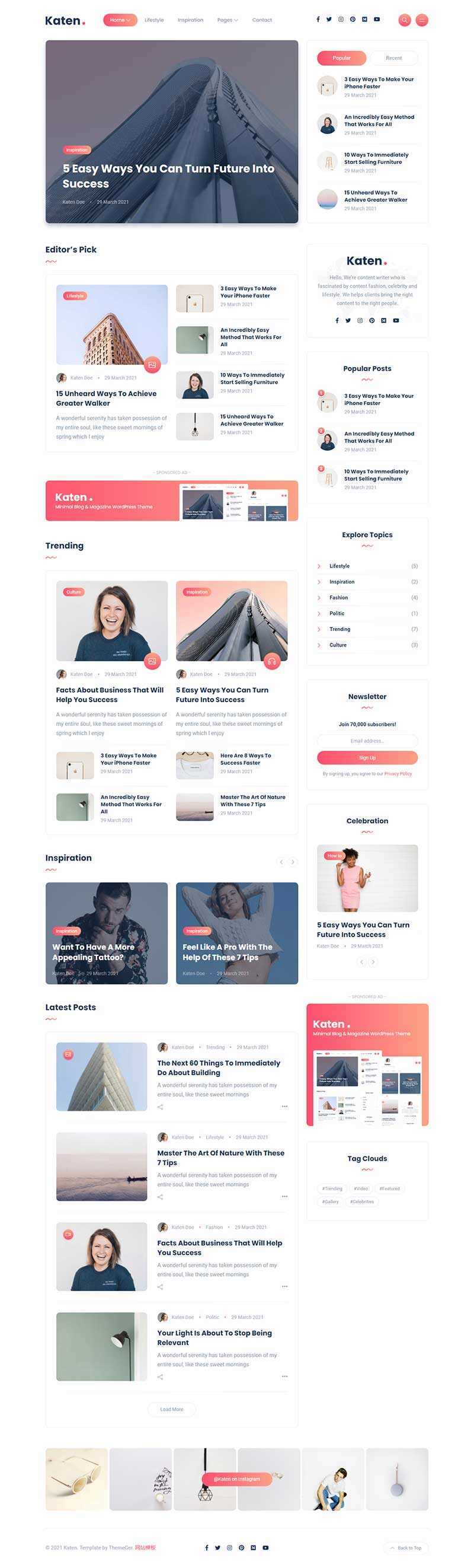 bootstrap响应式博客和杂志HTML模板 - 小萌资源网