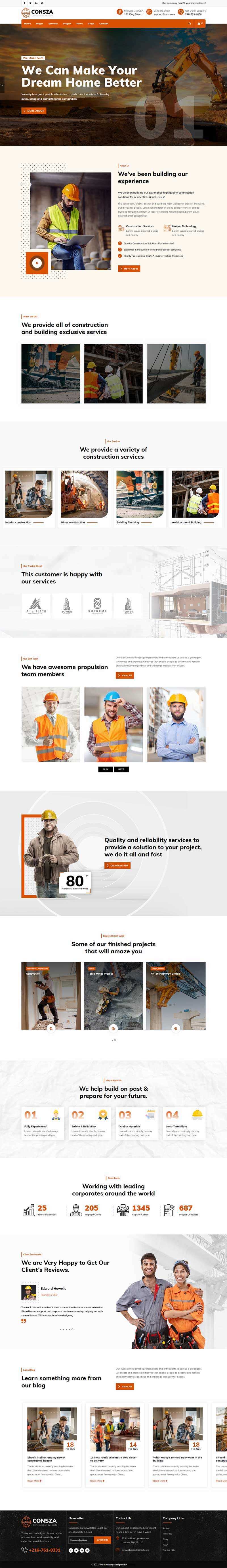响应式房地产建筑工程企业网站HTML5模板 - 小萌资源网