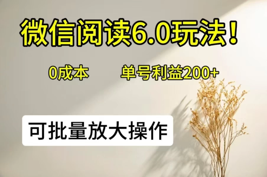 微信阅读6.0玩法！0撸，单号利益200+，可批量放大操作 - 小萌资源网