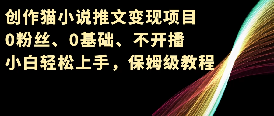 小说推文变现项目，0粉丝、0基础、不开播、小白轻松上手，保姆级教程 - 小萌资源网