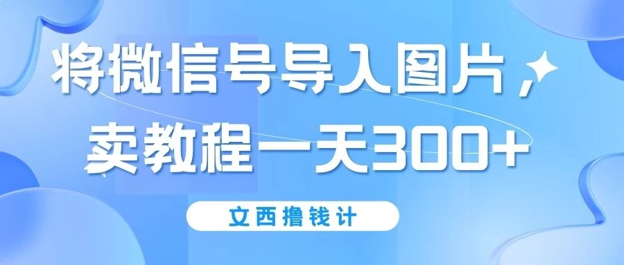 将微信号导入图片，卖教程一天300+（无脑操作！有手就会！） - 小萌资源网