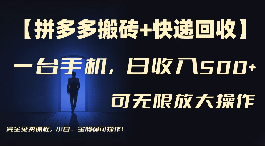 拼多多搬砖+快递回收，日入500+，多号矩阵收益无上限 - 小萌资源网
