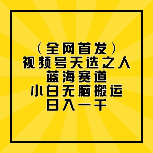 全网首发，视频号天选之人蓝海赛道，小白无脑搬运日入一千 - 小萌资源网