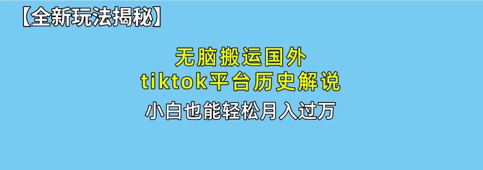 史上最简单！搬运TikTok历史视频，驱虫后轻松月赚万元 - 小萌资源网
