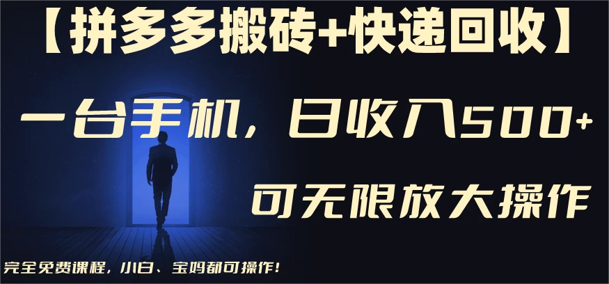 拼多多搬砖＋快递回收，日入600+，可多号矩阵收益无上限 - 小萌资源网