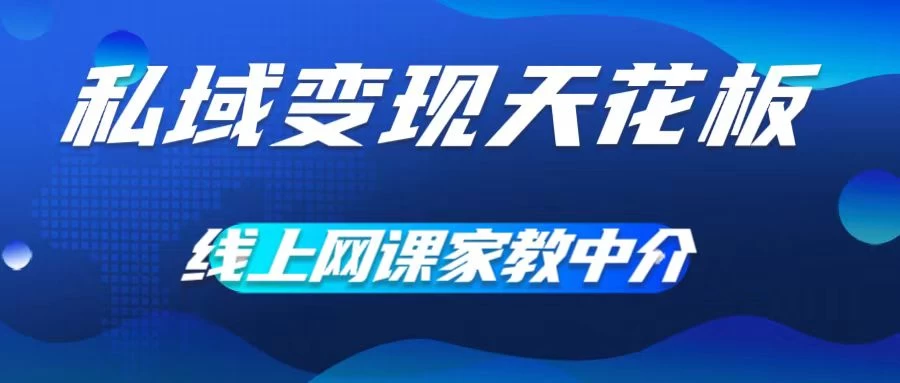 私域变现天花板，网课家教中介，只做渠道和流量，让大学生给你打工、0成本实现月入五位数 - 小萌资源网