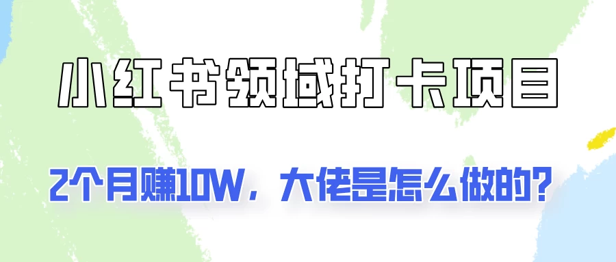 通过小红书领域打卡项目2个月赚10W，大佬是怎么做的？ - 小萌资源网