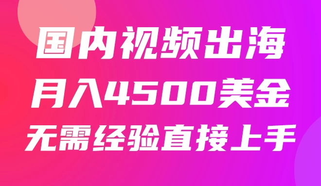 国内爆款视频出海赚美刀，实战月入4500美金，批量无脑搬运，无需经验直接上手 - 小萌资源网