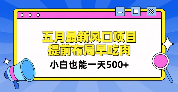 5月最新风口项目，提前布局早吃肉，小白也能一天暴利500+ - 小萌资源网