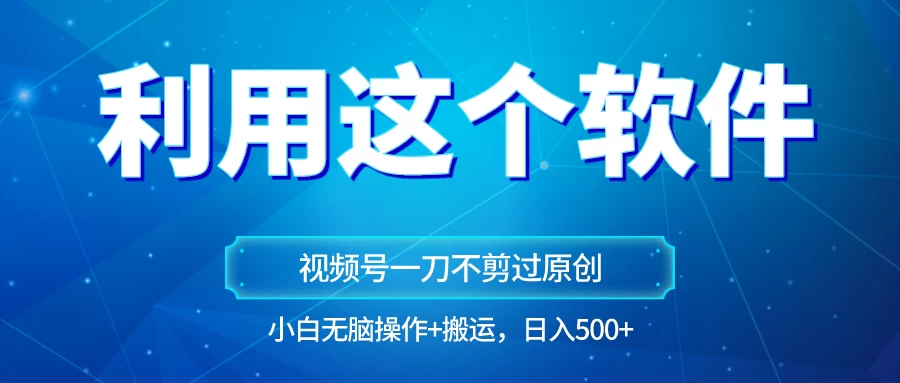 独家视频号原创玩法，用这个软件一刀不剪也能过原创，小白日入500+，无脑操作+直接搬运 - 小萌资源网