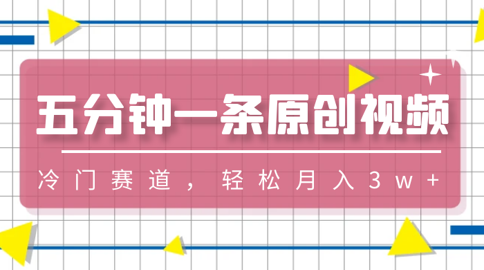 五分钟一条原创视频，冷门赛道，轻松月入3w+ - 小萌资源网