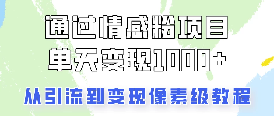 我是怎么通过情感粉项目单天变现1000+的，从引流到变现像素级教程 - 小萌资源网