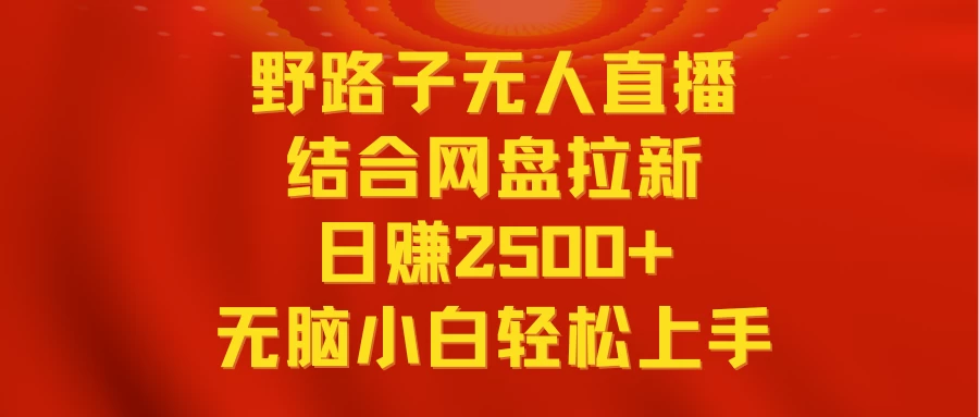 无人直播野路子结合网盘拉新，日赚2500+多平台变现，小白无脑轻松上手操作 - 小萌资源网
