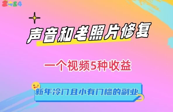 声音和老照片修复，一个视频5种收益，新年冷门且小有门槛的副业【揭秘】 - 小萌资源网