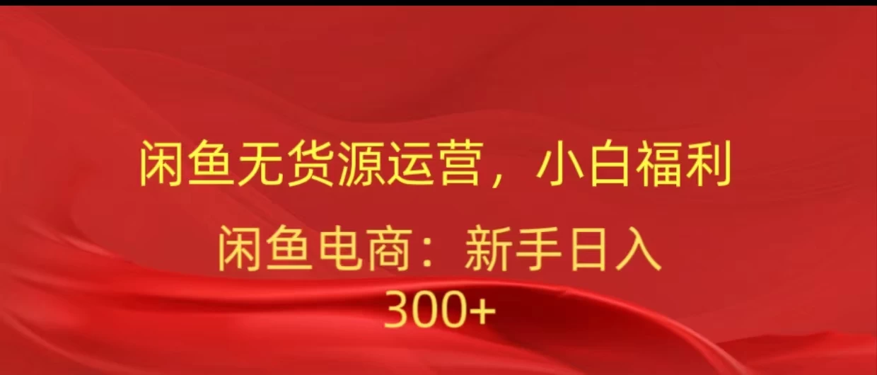闲鱼无货源运营，小白福利，日入300+，轻松月入过万！ - 小萌资源网