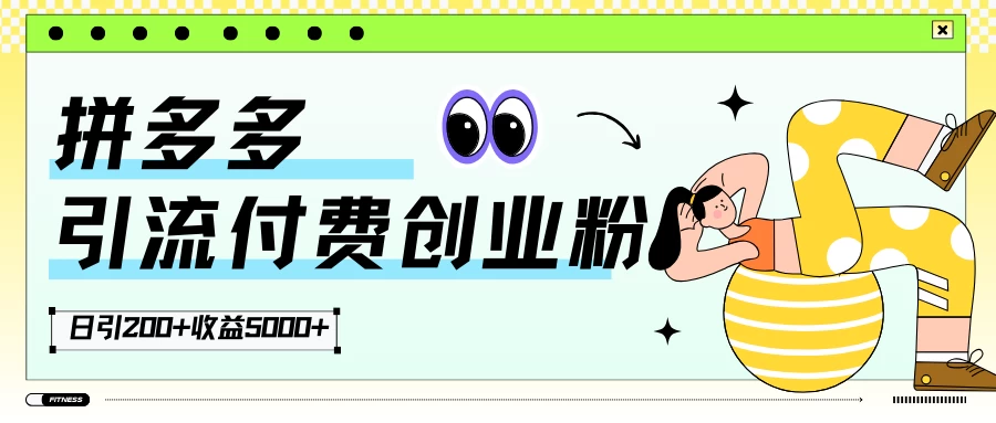 拼多多引流付费创业粉，日引200+，收益5000+ - 小萌资源网