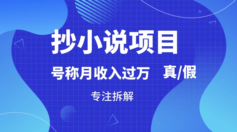 抄小说项目，号称月入过万，到底是否真实，能不能做，详细拆解 - 小萌资源网