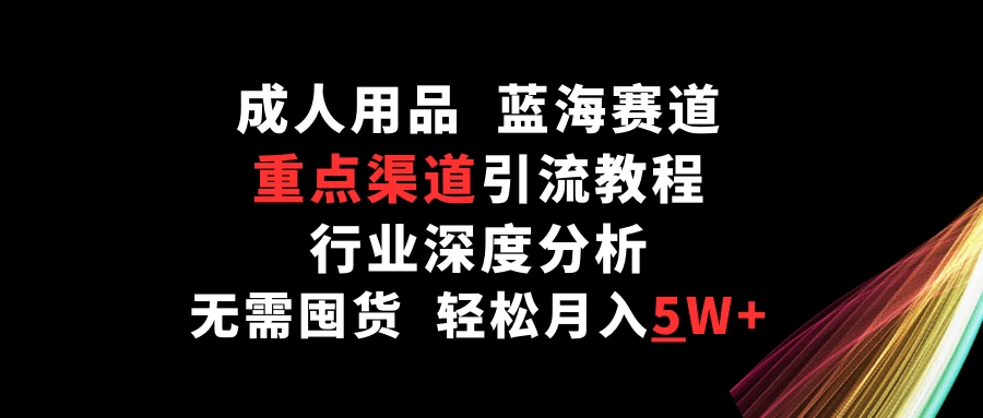 成人用品，蓝海赛道，重点渠道引流教程，行业深度分析，无需囤货，轻松月入5W+ - 小萌资源网