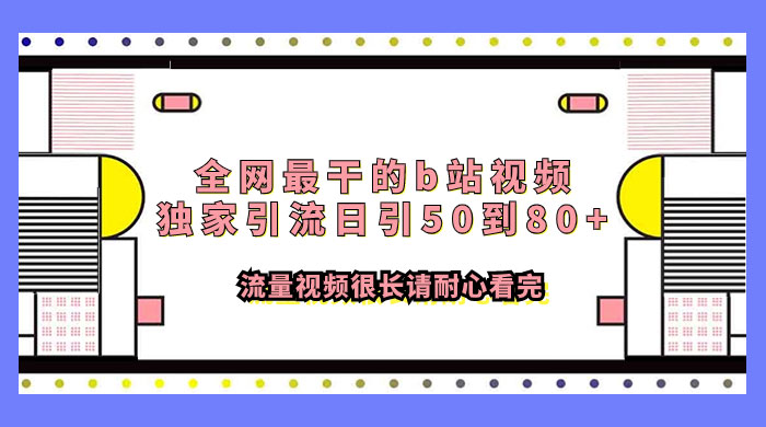 全网最干的 B 站视频独家引流，日引 50~80+ 流量 - 小萌资源网