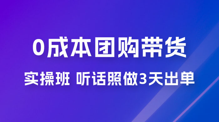 点金手 0 成本团购带货实操班，听话照做 3 天出单 - 小萌资源网