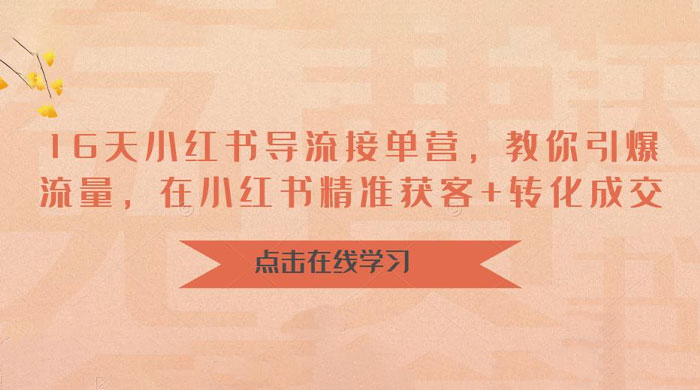 16 天小红书导流接单营：教你引爆流量，在小红书精准获客+转化成交 - 小萌资源网