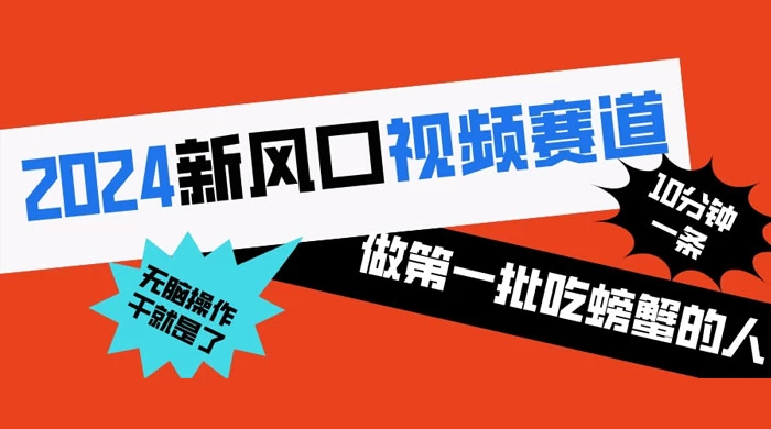 2024 新风口视频赛道，做第一批吃螃蟹的人，10 分钟一条原创视频，小白无脑操作 - 小萌资源网