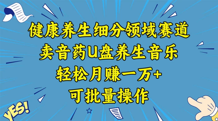 健康养生细分领域赛道，卖音药U盘养生音乐，轻松月赚一万+，可批量操作 - 小萌资源网