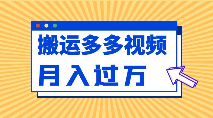 凭借搬运多多视频，让我月入过万 - 小萌资源网