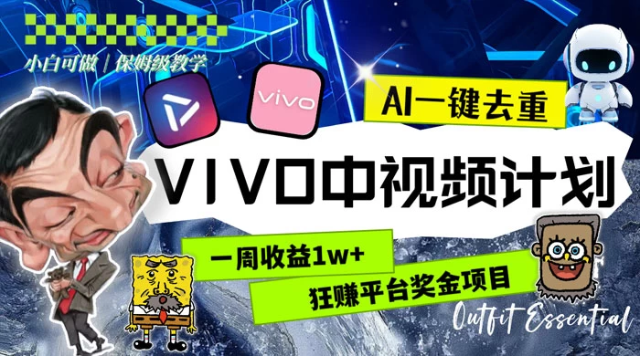一周收益 1w+ 的 VIVO 中视频计划，用 AI 一键去重，狂赚平台奖金（教程+素材） - 小萌资源网