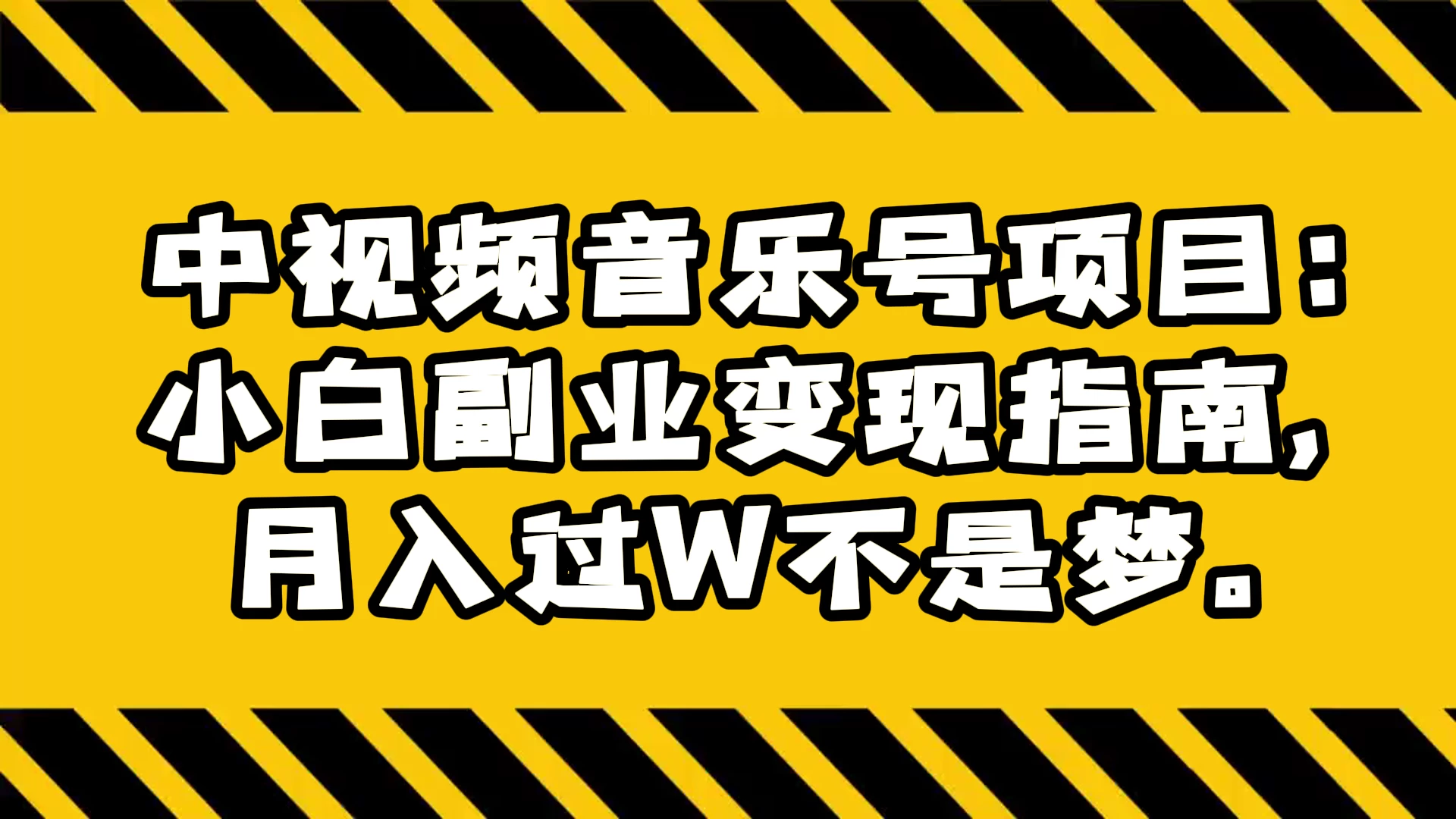 中视频音乐号项目：小白副业变现指南，月入过 W 不是梦 - 小萌资源网