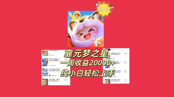 新风口，靠元梦之星一周收益 20000，纯小白轻松上手 - 小萌资源网