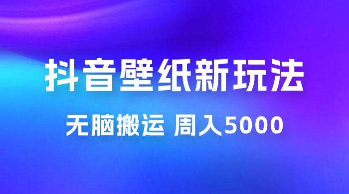 抖音绝美壁纸新玩法：喂饭级教程，一部手机无脑搬运，实操一周收入 5000 - 小萌资源网