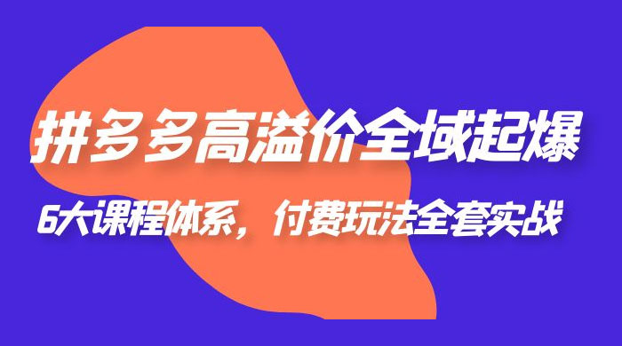 拼多多高溢价全域起爆：6 大课程体系，付费玩法全套实战 - 小萌资源网
