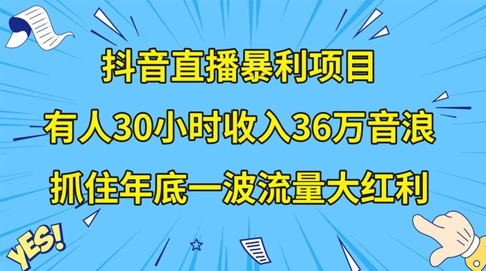 抖音直播暴利项目，有人 30 小时收入 36 万音浪，公司宣传片年会视频制作，抓住年底一波流量大红利 - 小萌资源网