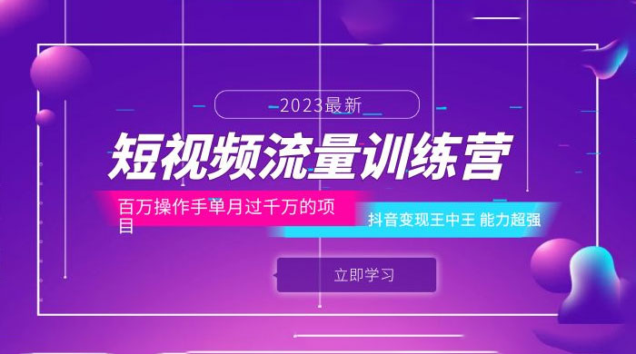 短视频流量训练营：百万操作手，抖音变现王中王，能力超强 - 小萌资源网