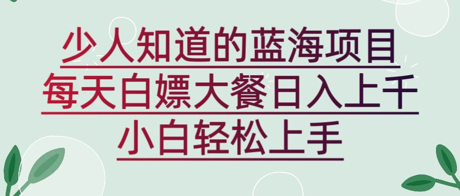 新蓝海长期项目，白嫖大餐日入上千，小白轻松上手 - 小萌资源网