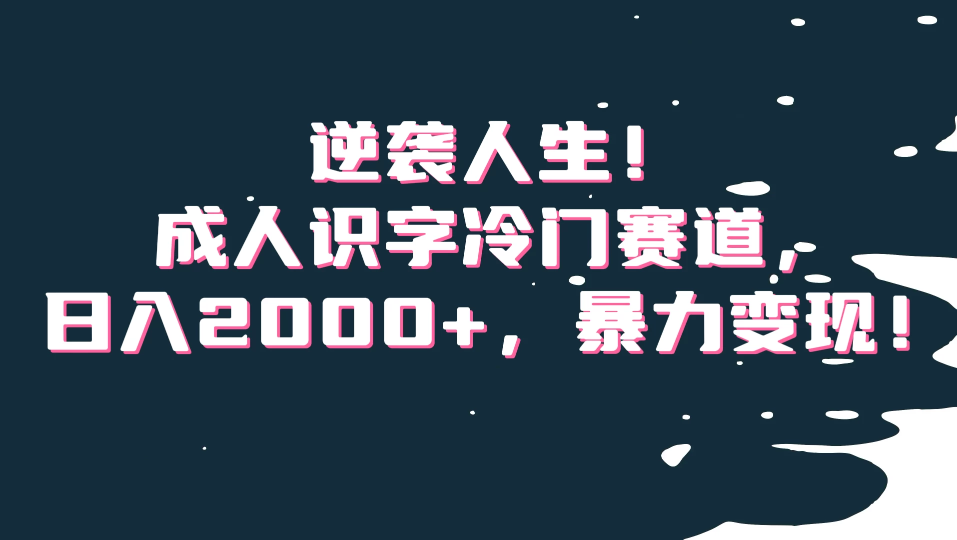 逆袭人生！成人识字冷门赛道，日入2000+，暴力变现 - 小萌资源网