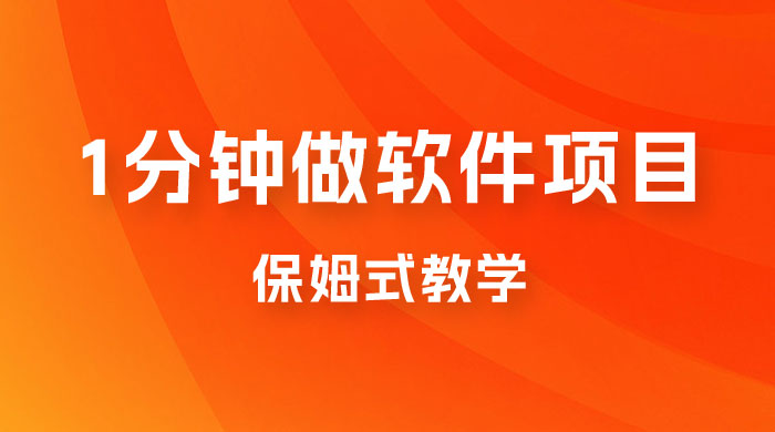 1 分钟做软件项目。有人靠这个已经赚 10W。保姆式教学，外面收费 3980 - 小萌资源网