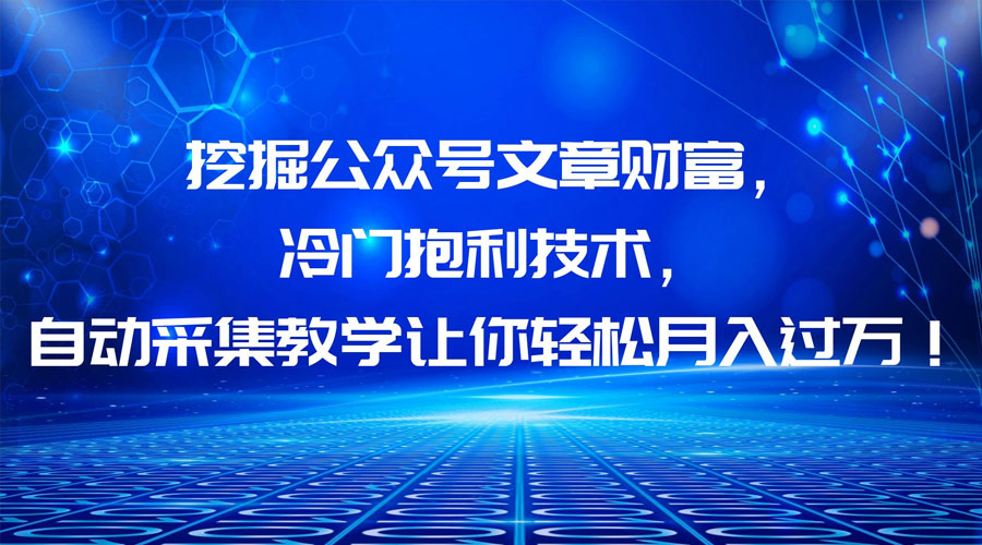 挖掘公众号文章财富，冷门掘金项目 - 小萌资源网