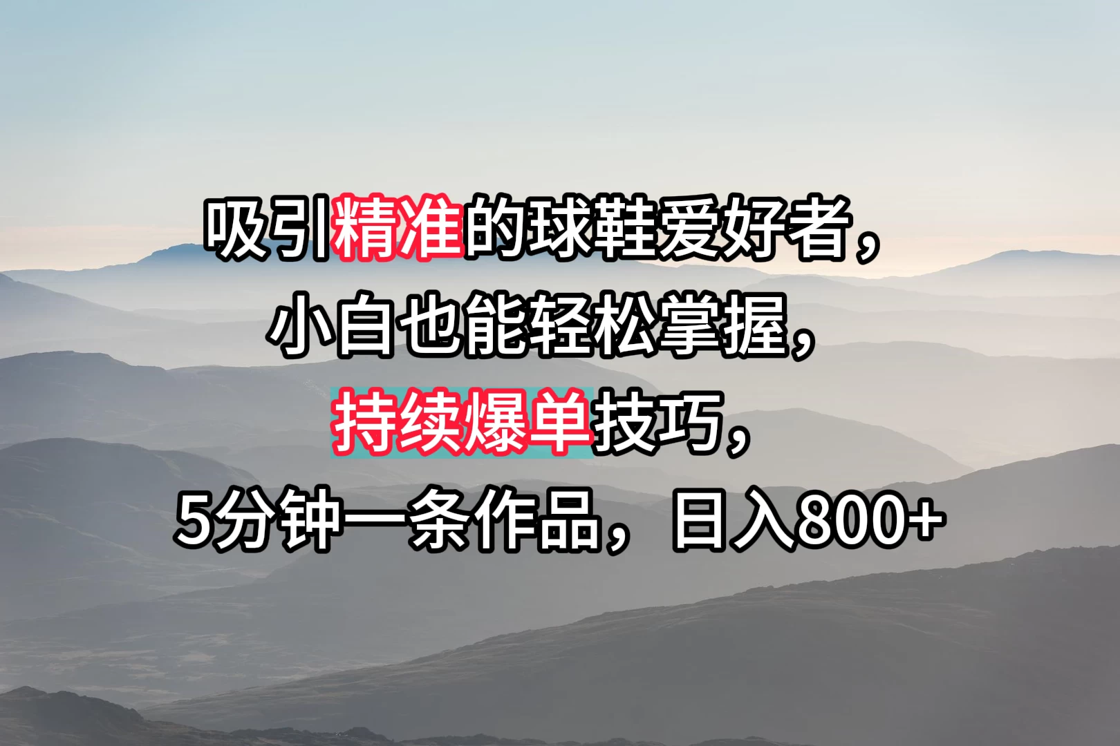 吸引精准的球鞋爱好者，小白也能轻松掌握，持续爆单技巧，5分钟一条作品，日入800+ - 小萌资源网