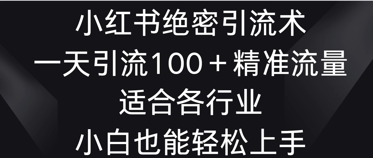 小红书绝密引流术，一天引流100＋精准流量，适合各个行业，小白也能轻松上手 - 小萌资源网