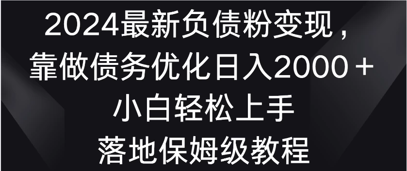 2024最新负债粉变现，靠做债务优化日入2000＋小白轻松上手 落地保姆级教程 - 小萌资源网
